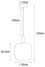 Inteligentné závesné svietidlo čierne s mosadzou a jantárovým sklom vrátane Wifi G95 - Zuzanna