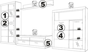 Obývacia stena Stone, s osvetlením