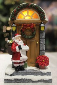 Vianočný svietiaci Mikuláš pred dverami 13cm