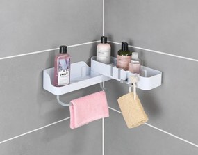 Biela rohová samodržiaca kúpeľňová polička - Maximex