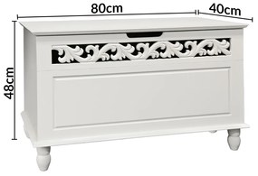 Casaria Drevená truhlica JERSEY, 80x40x48cm, biela