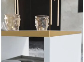 Zostava nábytku do obývacej izby Ountra II, Farby: biela / biely lesk + zlatá