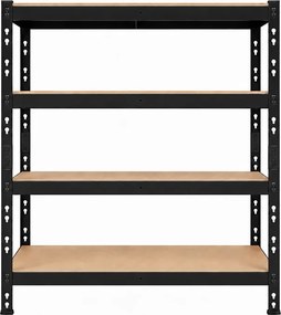 Akcia 4x Regál 180x160x50 cm profesionálny 4-policový, nosnosť 1600 kg - čierny - 4ks
