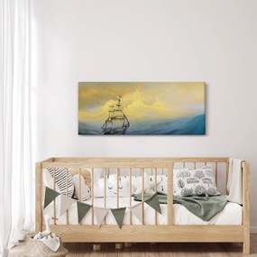 Obraz - Maľba lode na mori (120x50 cm)