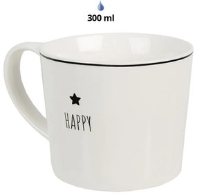 Biely hrnček s hviezdičkou Happy - Lovely Day - 12 * 8 * 7 cm / 300 ml