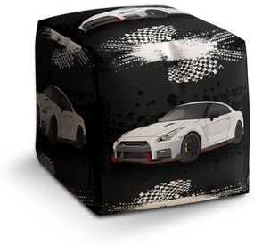 Sablio Taburet Cube Nissan GTR 35 Čierny: 40x40x40 cm