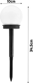 SADA 4 solárnych záhradných lámp, LED, BIELA, 10 cm, vodotesná, IP44