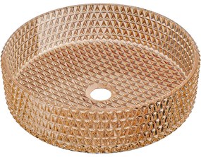 Mexen Aura, sklenené umývadlo na dosku 39 × 39 cm, ružové zlato, 24013968