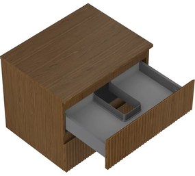 Mexen Rivel, kúpeľňová skrinka 60 cm s hornou časťou, 2 zásuvky, drážkovaná, orech, 91A20-06047-2-BFFC86