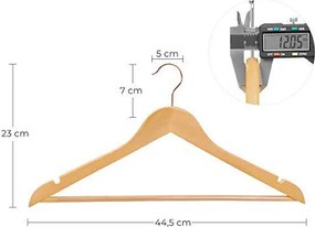 Sada 20 ks vešiakov z masívneho dreva so zárezmi, prírodná farba a háčik ružové zlato