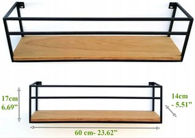 Nástenná polica Kisa 60 cm čierna/hnedá