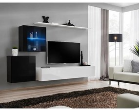 Obývacia stena Switch XV Sklo +LED Biely/čierna