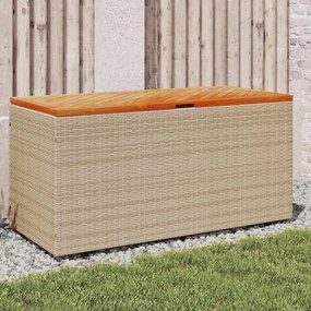 Záhrad. úložný box béžový 110x50x54 cm polyratan akáciové drevo 365957