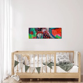 Obraz abstraktné - farby (s hodinami) (90x30 cm)