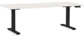 Výškovo nastaviteľný stôl OfficeTech C, 180 x 80 cm, čierna podnož, biely jaseň
