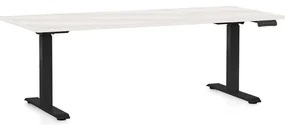 Výškovo nastaviteľný stôl OfficeTech C, 180 x 80 cm, čierna podnož, biely jaseň