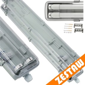 Sada 2 hermetických svietidiel 120 cm + LED trubice pre dielňu a garáž