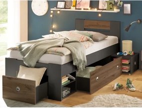 Posteĺ s nočným stolíkom Stefan 90x200 cm, dub flagstaff/grafit%