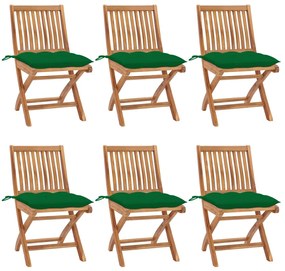 Skladacie záhradné stoličky s podložkami 6 ks tíkový masív 3072854