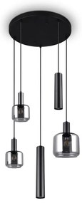 Čierne závesné svietidlo s kovovo-skleneným tienidlom ø 40 cm Mataro – Trio