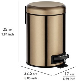 Pedálový odpadkový kôš v medenej farbe Wenko Leman, 3 l