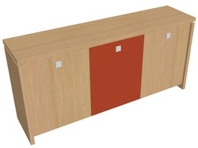 Nízka skriňa Verno 188 x 46 x 90 cm, kombinované dvere, dub svetlý / oranžová