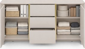 Komoda Sorrenti 168 cm - kašmírová / zlatá