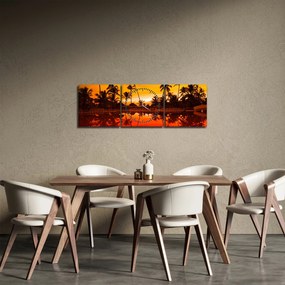 Obraz - Západ slnka nad rezortom (s hodinami) (90x30 cm)