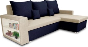 Rohová sedacia súprava s funkciou spania SAMI Krémovo-námornícka modrá