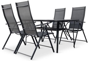 Záhradný jedálenský set Klaudia transparentný + 4x kovová stolička Pia