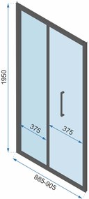 Rea Rapid Fold - sprchovací kút so skladacími dverami 100(dvere) x 100(stena) číre sklo, čierny profil, KPL-09906