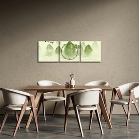 Obraz - Údolie zelených hôr (s hodinami) (90x30 cm)