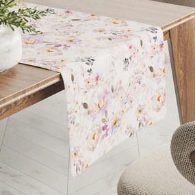 Biante Teflónový behúň na stôl TF-090 Plané ruže na bielom 45x180 cm