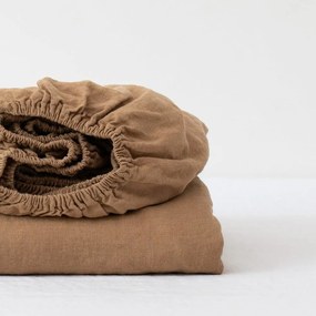 Hnedá napínacia ľanová plachta 160x200 cm – Linen Tales