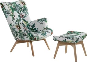 Kreslo Grande s podnožkou, sv. sivá / orech (loco 30)