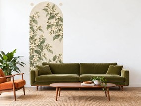 Jasmínový oblúk botanická akvarelová dekorácia na stenu do spálne oblúk 20 x 46 cm