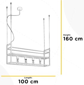 ONLI - Luster na lanku s poličkou JEFFER 4xE27/22W/230V biela
