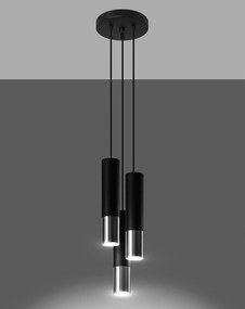 Závesné svietidlo Loopez, 3x čierne kovové tienidlo, ch, o