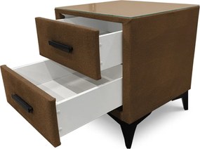 Nočný stolík s 2 zásuvkami Joy, whisky hnedá látka