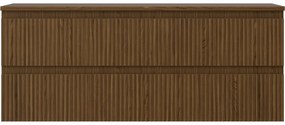 Mexen Rivel, kúpeľňová skrinka 120 cm s hornou doskou, 2 zásuvky, drážkovaná, orech, 91A20-12047-2-BFFC86