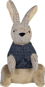 Zarážka k dverám šedohnedý králik s kockovaným vzorom – 31*15*23 cm