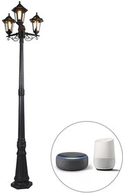 Inteligentná vonkajšia lampa čierna 3-svetlo vrátane Wifi ST64 - New Haven