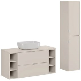 Kúpeľňová zostava Bella Cashmere Smile so skrinkami a umývadlom 120 cm kašmírová