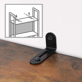 Knižnica, regál s 5 policami, rustikálna hnedá a čierna