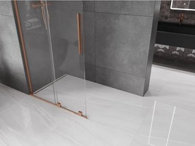 Mexen Velar L, posuvná sprchová zástena Walk-in 100 x 200 cm, 8mm číre sklo, medená matná, 871-100-003-03-65