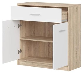 Komoda BRW Nepo Plus 5 (dub sonoma + biela) . Vlastná spoľahlivá doprava až k Vám domov. 1098294