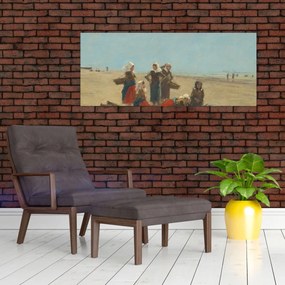 Obraz - Eugène Boudin, Women on the Beach at Berck, reprodukcia (120x50 cm)