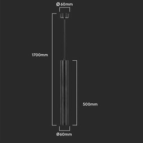 Luster na lanku 1xGU10/35W/230V 50 cm čierna