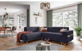 Antracitová rozkladacia/s úložným priestorom rohová pohovka (ľavý roh/do L) Classy Sophie – Miuform