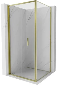 Mexen Exo, skladací sprchový kút 85 x 85 cm, číre sklo, zlatá, 816-085-085-50-00